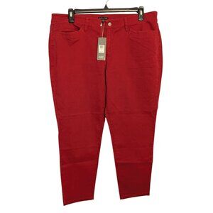 Eileen Fisher Organic Cotton Red Slim Ankle Jeans Size 18 Eco-Friendly Stretch